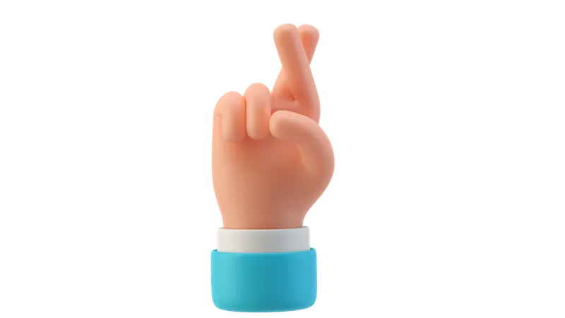 Crossed finger hand gesture 3D Illustration