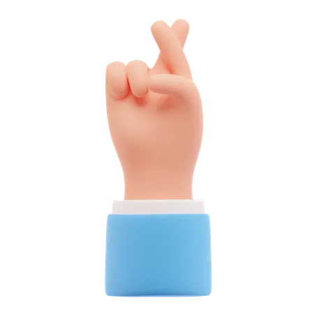 Crossed finger hand gesture  3D Icon