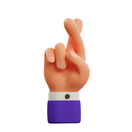 Crossed finger hand gesture  3D Icon