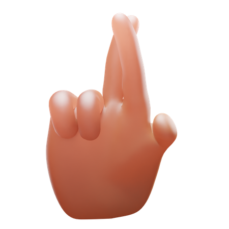 Crossed Finger Hand Gesture  3D Icon