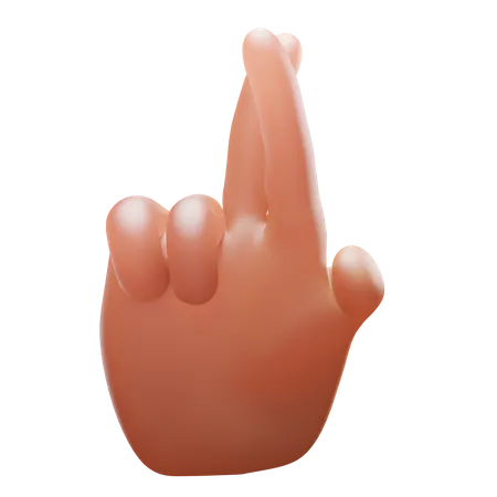 Crossed Finger Hand Gesture  3D Icon