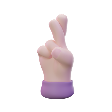 Crossed Finger Hand Gesture  3D Icon