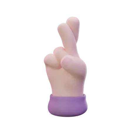 Crossed Finger Hand Gesture  3D Icon