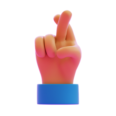 Crossed Finger Hand Gesture  3D Icon