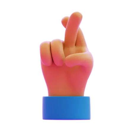 Crossed Finger Hand Gesture  3D Icon