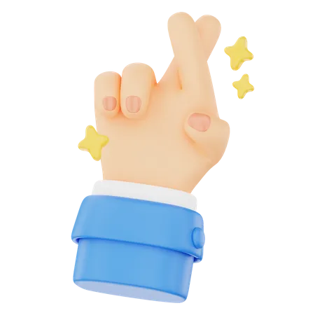 Crossed Finger Hand Gesture  3D Icon