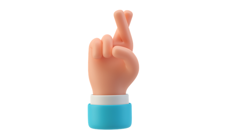 Crossed finger hand gesture  3D Icon