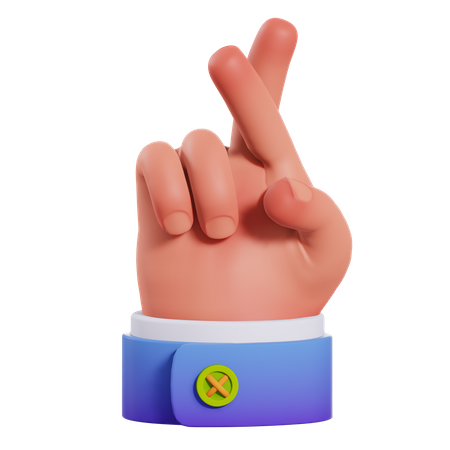 Crossed finger hand gesture  3D Icon