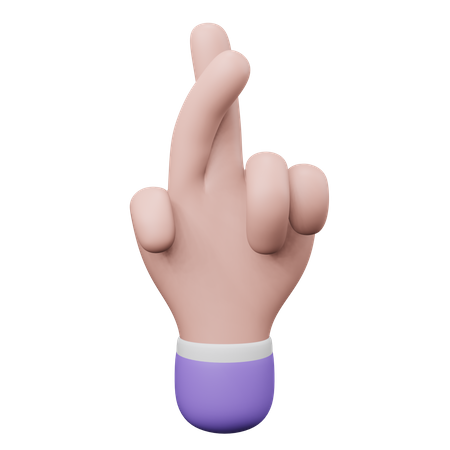 Crossed Finger Hand Gesture  3D Icon