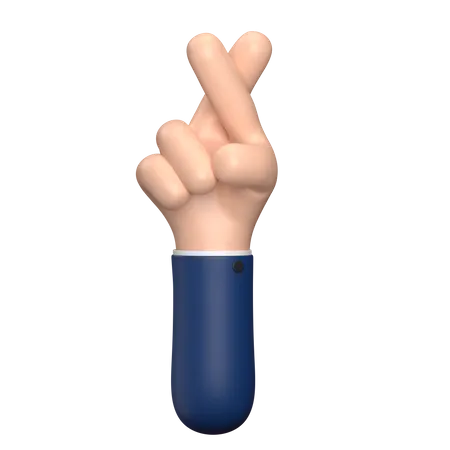 Crossed Finger Hand Gesture  3D Illustration