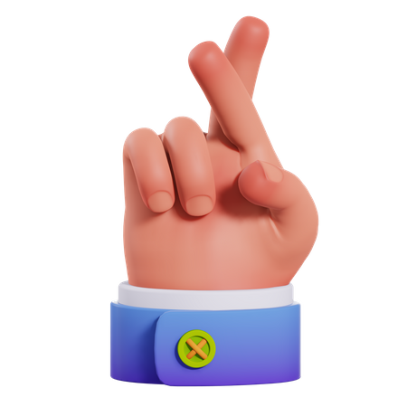 Crossed finger hand gesture  3D Illustration