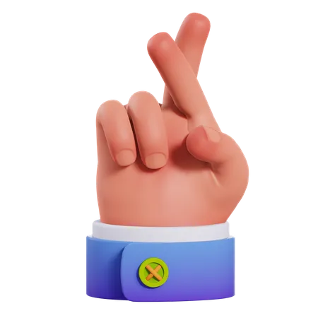 Crossed finger hand gesture  3D Illustration