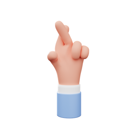 Crossed Finger Hand Gesture  3D Illustration