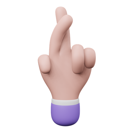 Crossed Finger Hand Gesture  3D Illustration