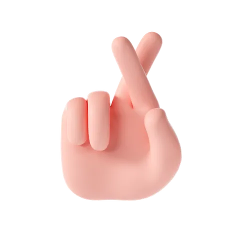 Crossed finger hand gesture  3D Illustration