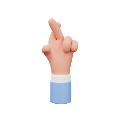 Crossed Finger Hand Gesture 3D Illustration