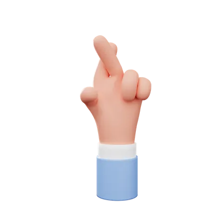Crossed Finger Hand Gesture  3D Illustration