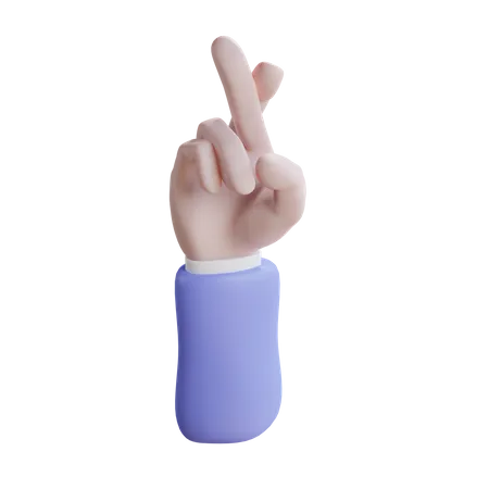Crossed finger hand gesture  3D Icon