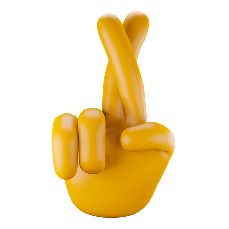 Crossed finger hand gesture 3D Illustration