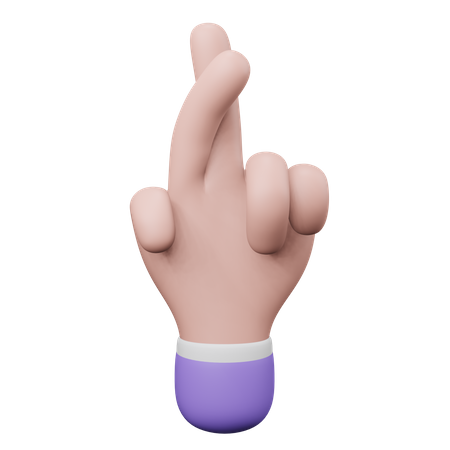 Crossed Finger Hand Gesture 3D Illustration
