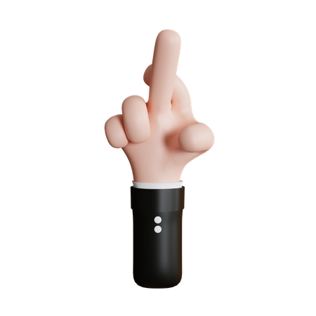Crossed Finger Hand Gesture 3D Icon