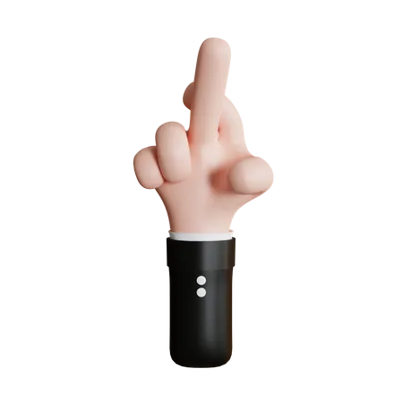 Cute Crossed Finger Hand Gesture Cartoon Style Finger Gesture 3 D Illustration 3D Icon