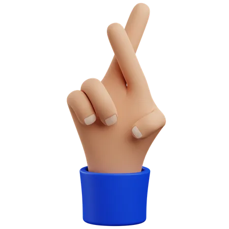 3 D Crossed Finger Hand Gesture With Isolated Background 3D Icon