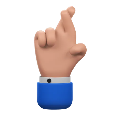 Crossed Fingers Hand Gesture  3D Icon