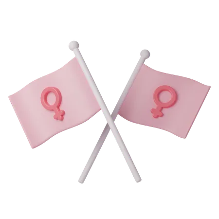 Crossed Flags Representing Womens Unity And Solidarity International Womens Day 3 D Illustration Feminism Independence Freedom Empowerment Activism For Women Rights 3D Icon