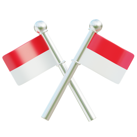 Crossed Indonesian Flags  3D Icon