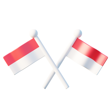 交差したインドネシアの国旗  3D Icon