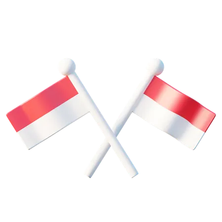 交差したインドネシアの国旗  3D Icon