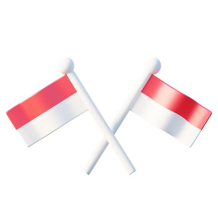Crossed Indonesian Flags  3D Icon