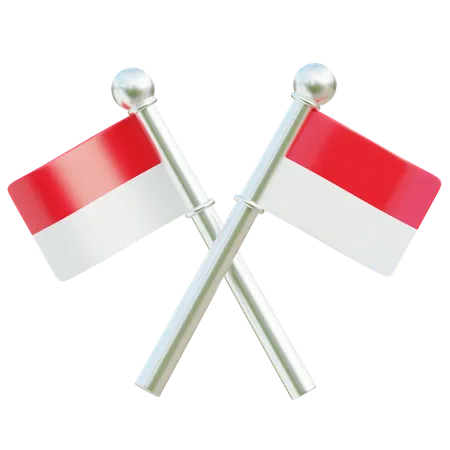 Crossed Indonesian Flags  3D Icon