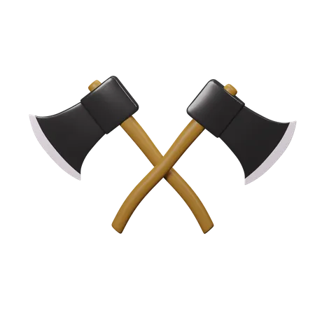 Crossing Axe  3D Illustration