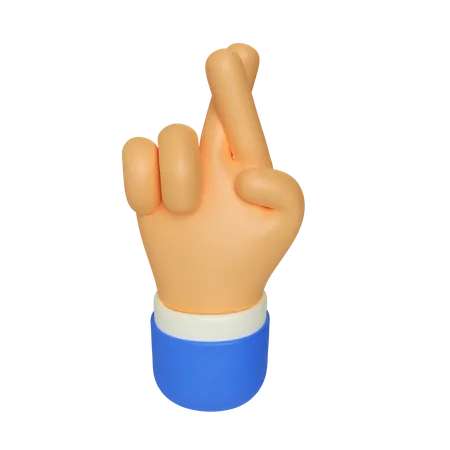 Crossing Finger Gesture  3D Illustration