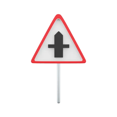 3 D Render Of A Uk Crossroad Ahead Road Sign It Consists Of A Crossroad Symbol Contained Within A Red Triangle 3 D Render Crossroad Ahead Road Sign Cartoon Icon 3D Icon