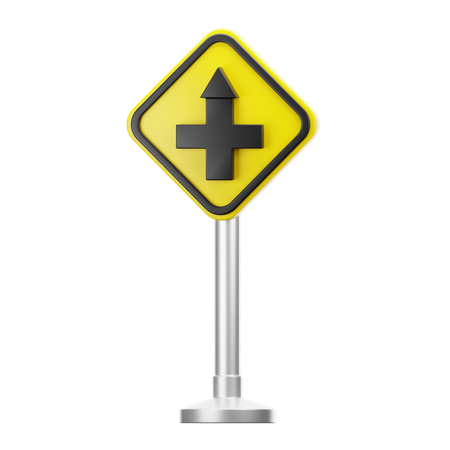 Crossroad ahead, side roads to right and left  3D Icon