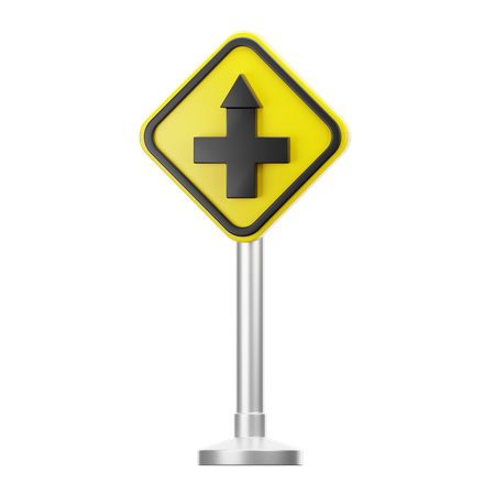 Crossroad ahead, side roads to right and left  3D Icon