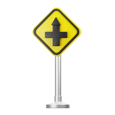 Crossroad ahead, side roads to right and left  3D Icon
