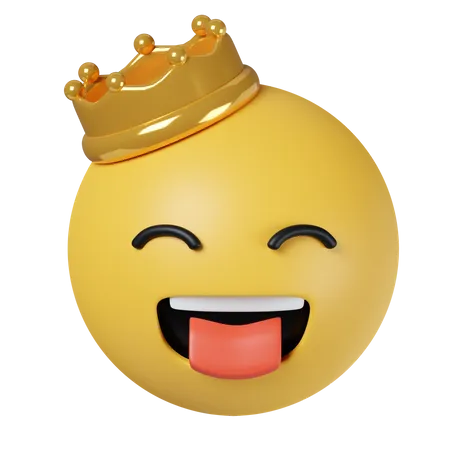 3 D King Emoji Emoticon Wearing Crown Icon Isolated On Gray Background 3 D Rendering Illustration Clipping Path 3D Icon