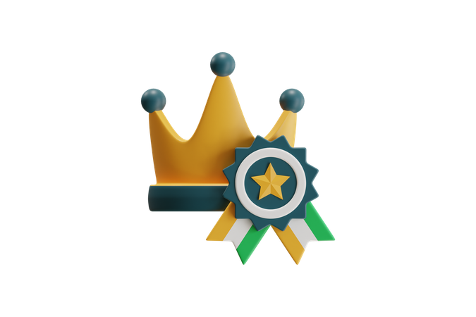 Crown And Badge  3D Icon