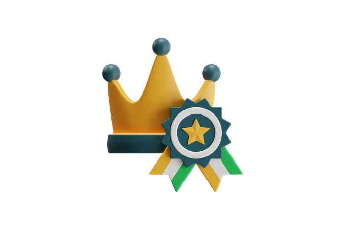 Crown And Badge  3D Icon