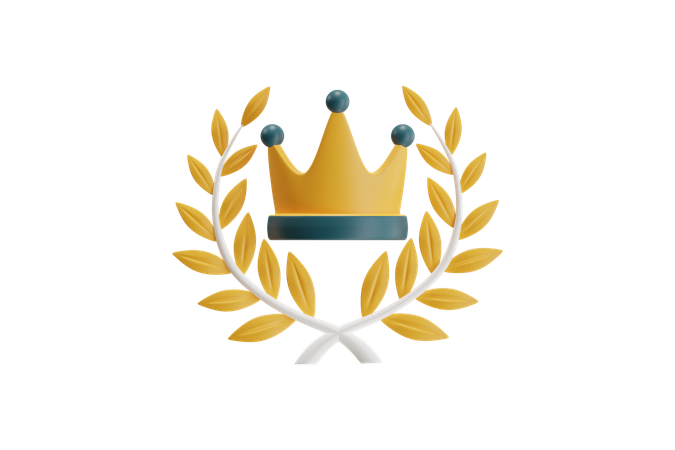 Crown And Laurel Wreath Award  3D Icon