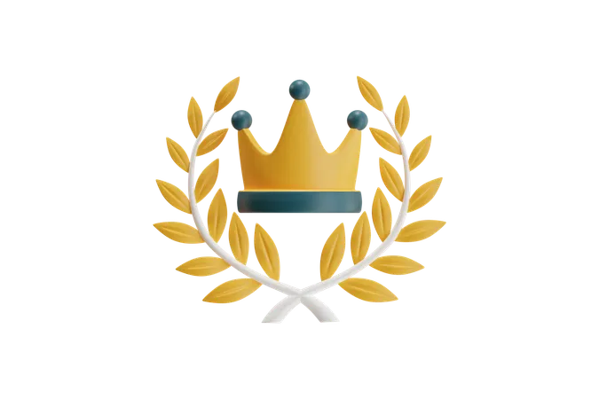 Crown And Laurel Wreath Award  3D Icon