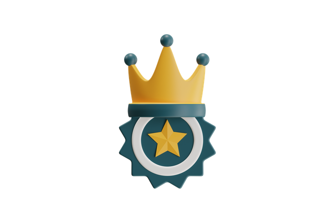 Crown And Star Badge  3D Icon