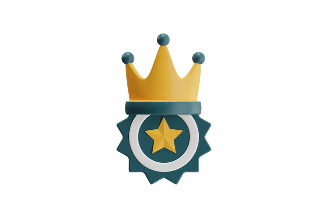 Crown And Star Badge  3D Icon