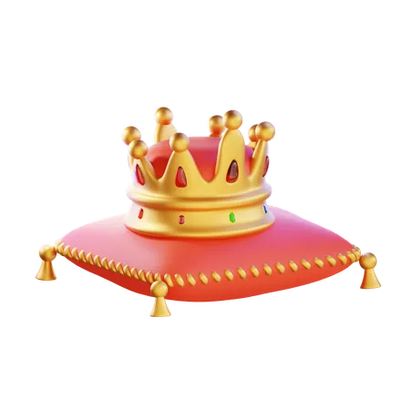 3 D Render Crown With Pillow 3D Icon
