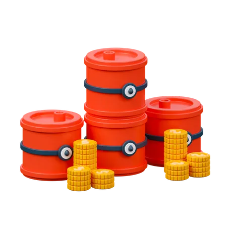 Crude Oil Investment 3 D Icon Oil Cans With Stack Of Coin Invest On Commodity Concept 3D Icon