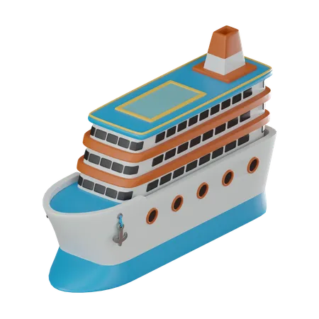 Cruise Ship Perfect For Conveying The Essence Of Maritime Travel And Vacation Adventures 3 D Render Illustration 3D Icon